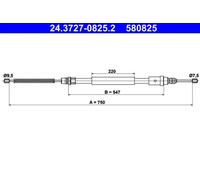 ATE 24.3727-0825.2 Handbrake cable