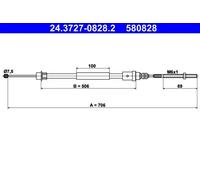 ATE 24.3727-0828.2 Handbrake cable