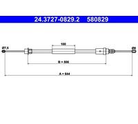 Handbrake cable 24.3727-0829.2 ATE for PEUGEOT 406 Coupe