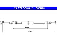 CABLE PULL PARKING BRAKE 24.3727-0840.2 FOR PEUGEOT 4HT /4HX 2.2L 3FY 2.2L 4cyl