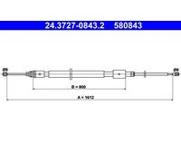 ATE Handbrake Cable 24.3727-0843.2 for Peugeot/Citroën KFU/KFV 1.4L 4cyl