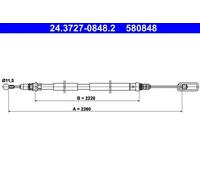 ATE Handbrake Cable 24.3727-0848.2 for Citroën Fiat Peugeot Lancia