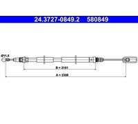 ATE 24.3727-0849.2 Hand brake cable