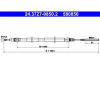 ATE 24.3727-0850.2 Handbrake cable