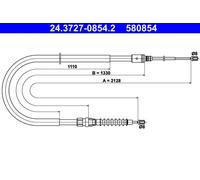 Handbrake cable 24.3727-0854.2 ATE for PEUGEOT 308 SW I