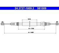 CABLE PULL PARKING BRAKE 24.3727-1009.2 FOR RENAULT F3P710/712/758/754 1.8L 4cyl