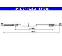 ATE 24.3727-1038.2 Hand brake cable