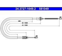 Handbrake cable 24.3727-1049.2 ATE for RENAULT CLIO Mk II CLIO II Hatchback Van