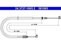 ATE Handbrake Cable 24.3727-1065.2 for Renault Megane I