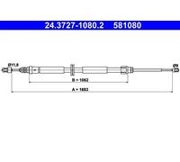 Handbrake cable 24.3727-1080.2 ATE for RENAULT MEGANE III Coupe