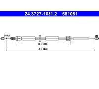 Parking brake cables ATE 24.3727-1081.2 for RENAULT