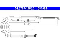 Handbrake cable 24.3727-1086.2 ATE for RENAULT MODUS / GRAND MODUS