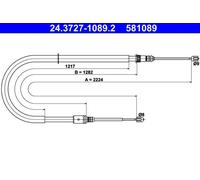 Handbrake cable 24.3727-1089.2 ATE for RENAULT LAGUNA III LAGUNA Coupe