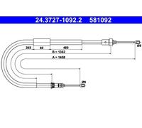 Handbrake cable 24.3727-1092.2 ATE for RENAULT CLIO III