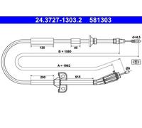 ATE 24.3727-1303.2 Hand brake cable