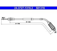 Handbrake cable 24.3727-1316.2 ATE for VOLVO S80 II