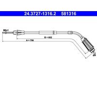 Parking brake cables ATE 24.3727-1316.2 for VOLVO
