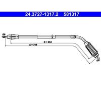 Parking brake cables ATE 24.3727-1317.2 for VOLVO