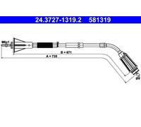 Parking brake cables ATE 24.3727-1319.2 for VOLVO