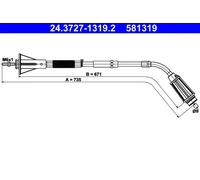 Parking brake cables ATE 24.3727-1319.2 for VOLVO