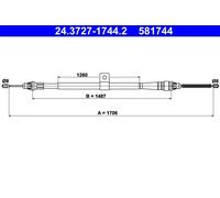 Handbrake cable 24.3727-1744.2 ATE for NISSAN NOTE