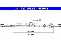 Handbrake cable 24.3727-1942.2 ATE for TOYOTA AURIS AURIS Estate
