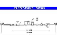 Handbrake cable 24.3727-1943.2 ATE for TOYOTA AURIS AURIS Estate