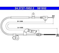 ATE 24.3727-1952.2 Hand brake cable