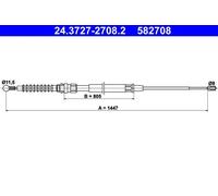 Handbrake cable 24.3727-2708.2 ATE for SEAT AUDI SKODA VW