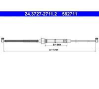 Handbrake cable 24.3727-2711.2 ATE for SKODA SEAT