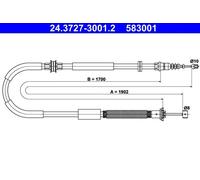 Handbrake cable 24.3727-3001.2 ATE for LANCIA DELTA III
