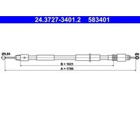 ATE Handbrake Cable 24.3727-3401.2 for VW Touareg