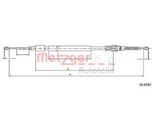 Handbrake cable Left Rear 10.6043 METZGER for PEUGEOT CITROËN
