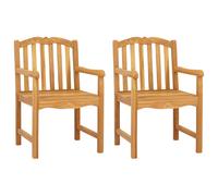 Garden chair set of 2 Natural Solid Teak Wood 58x60x93 cm Handcarved Rose Patio