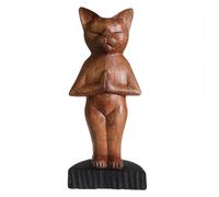 Handcarved Wooden Yoga Cat Sculptures
