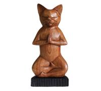 Handcarved Wooden Yoga Cats For Serenity