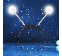 Handcess Light up Alien Headband LED Glitter Alien Antenna Hair Band Glowing Space Costume Hair Hoop Party Rave Hair Accessories for Women (A-Silver, One Size)