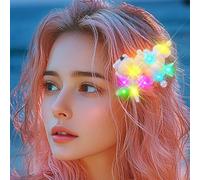 Handcess Light up Shell Hair Clip LED White Starfish Headpiece Glowing Mermaid Hair Piece Pearl Bridal Hair Accessories for Women