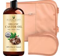 Handcraft Blends Castor Oil Pack Wrap | Organic Castor Oil 473 ml | Reusable Wraps | Durable Comfortable Pack Wraps | Adjustable Elastic Straps | Neck and Stomach