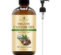 Handcraft Blends Cold-Pressed Organic Castor Oil 236 ml | Glass Bottle | 100% Pure and Natural | Premium Grade Carrier Oil | Hair, Eyelashes and Eyebrows | Hair and Body | Ayurvedic Hair Care