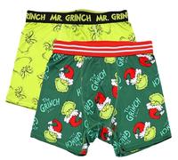 Handcraft Dr. Seuss The Grinch Boxers for Men, 2 Pack Mens Grinch Underwear Boxer Briefs, Grinchmas Festive Boxers S-M-L-XL, Green, L