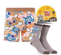 Handcraft Funny Boxers for Men Funny Mens Underwear Gifts for Men Boxer Briefs and Socks Gift Set, Tom and Jerry, L
