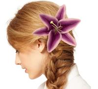 Handcraft Realistic Lilies Flower Hair Claw Clip NonSlip Strong Grip Hair Holder For Women Formal And Leisure Hairstyles