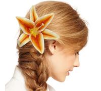 Handcraft Realistic Lilies Flower Hair Claw Clip NonSlip Strong Grip Hair Holder For Women Formal And Leisure Hairstyles