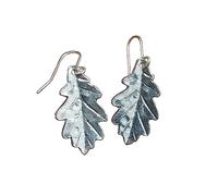 Handcrafted 10 Year Anniversary, 10th Wedding Anniversary Tin Oak Leaf Earrings | Eco-Friendly Jewelry