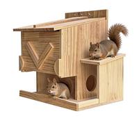 Handcrafted 2-Story Squirrel House with Covered Porch - Premium Solid Wood Outdoor Nest Box for Squirrels & Chipmunks - Easy Mounting Kit for Backyard, Tree, or Fence