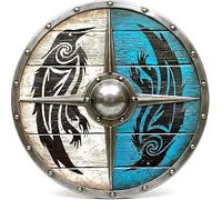 Handcrafted 24-Inch Eivor Valhalla Raven Shield - Norse Viking Wall Decor