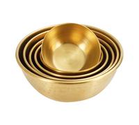 Handcrafted 2mm Pure Copper Mixing Bowl with Flat Bottom Versatile Kitchen Bowl for Rice, Soup, Salad, and Elegant Serving,Brass,20cm
