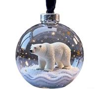 Handcrafted 3D Glass Animal Ornament 2.75in For Crystal Holiday Decoration from 2026 Wildlife Wonders Collection, Intricate Wildlife Christmas Tree Bauble(bear)