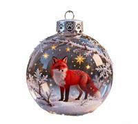 Handcrafted 3D Glass Animal Ornament 2.75in For Crystal Holiday Decoration from 2026 Wildlife Wonders Collection, Intricate Wildlife Christmas Tree Bauble(red fox)